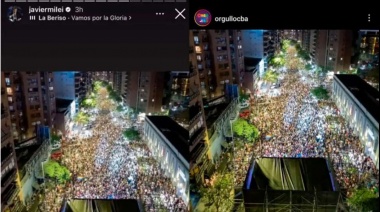 Insólito: Javier Milei subió una foto de la Marcha del Orgullo como si fuera su cierre de campaña en Córdoba