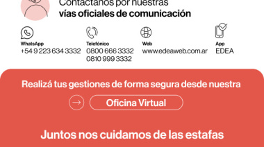 ESTAFAS EN NOMBRE DE EDEA: LA EMPRESA BRINDA  RECOMENDACIONES PARA IDENTIFICAR EL FRAUDE Y NO CAER  EN LA TRAMPA